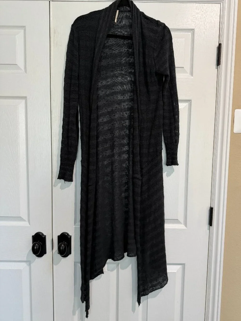 FREE PEOPLE Sheer Stripe Duster Long Line Open Cardigan Sweater - Size XS